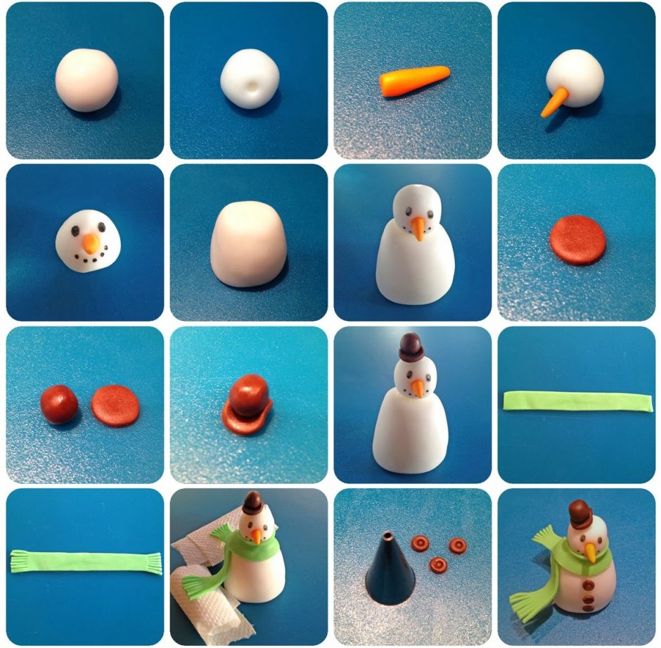 Снеговик из пластилина для детей