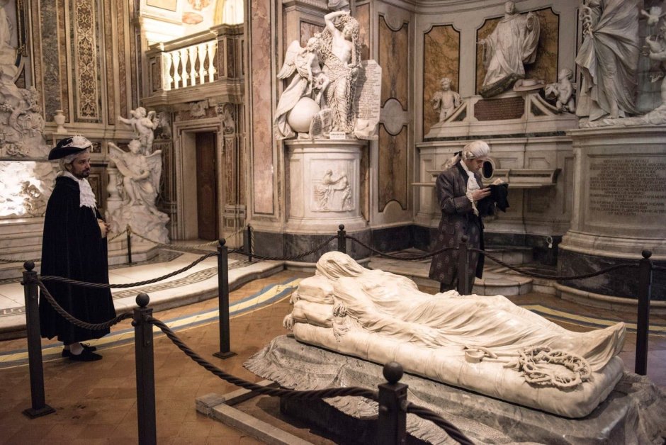 Скульптура Джузеппе Санмартино 1753 год Христос под плащаницей