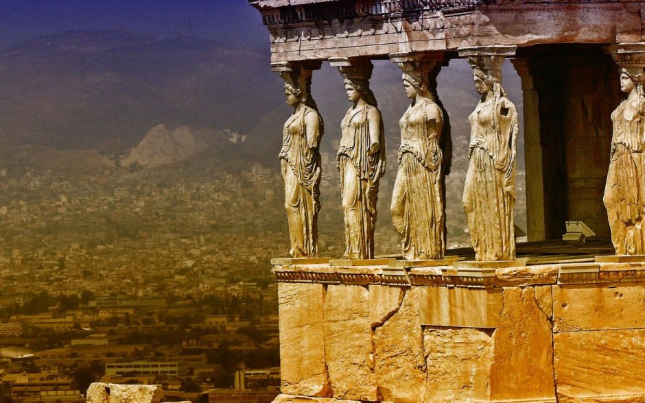 Афины Акрополь статуи кариатид