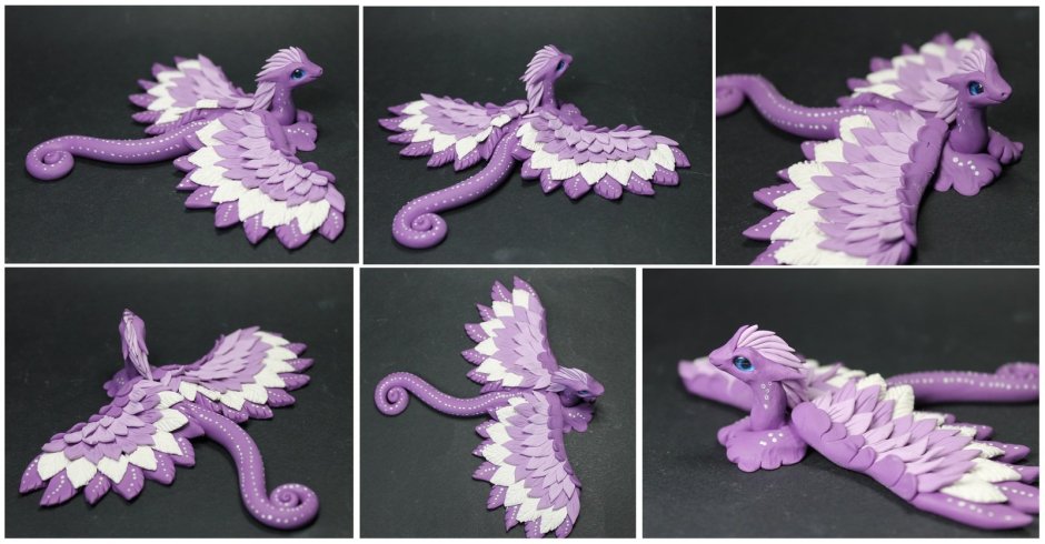 Дракон из пластилина фиолетовый