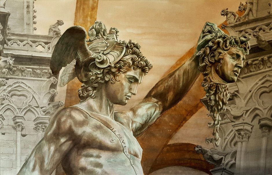 Персей и медуза Горгона скульптура