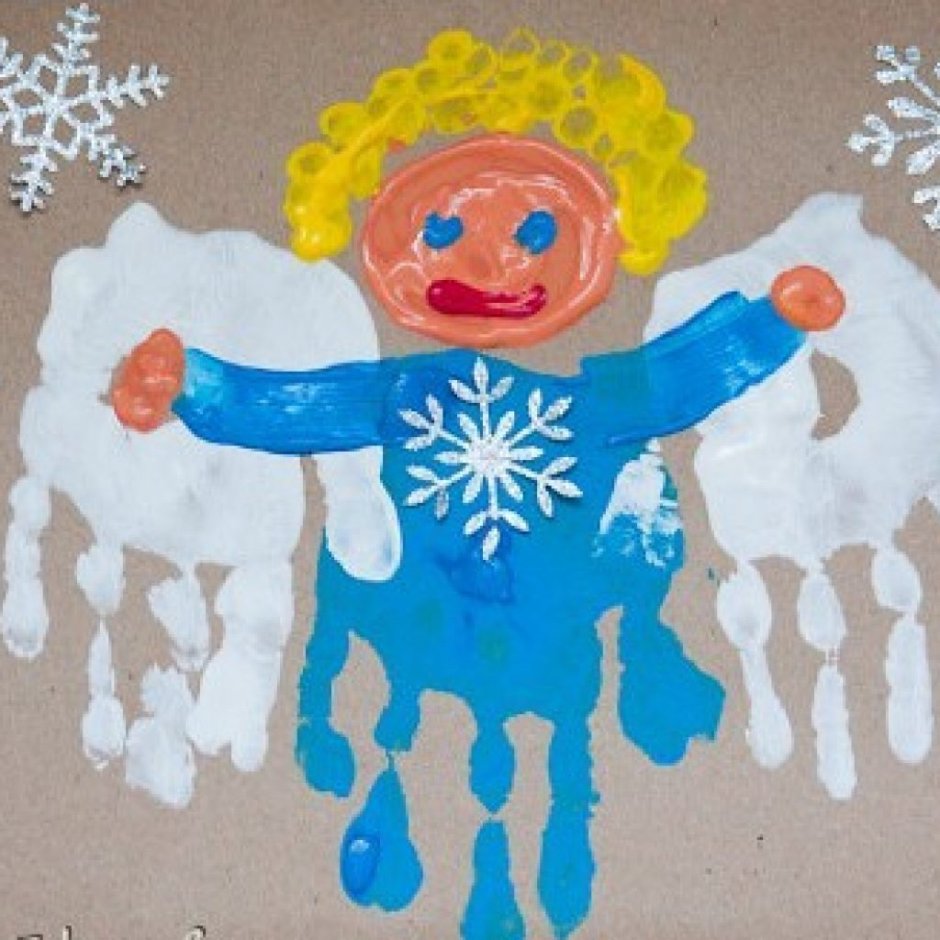 Рисование ладошками для детей зимние