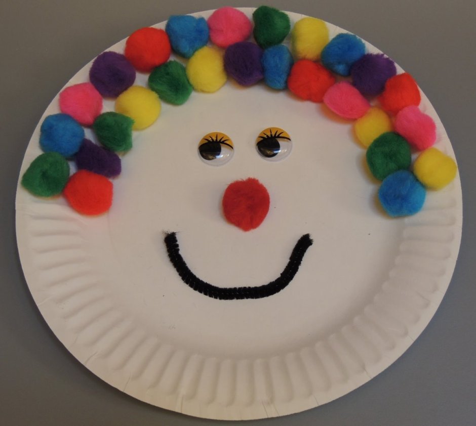 Клоун из тарелки поделка