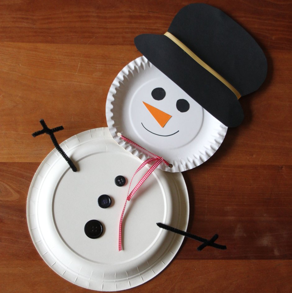 Снеговик на одноразовой тарелке