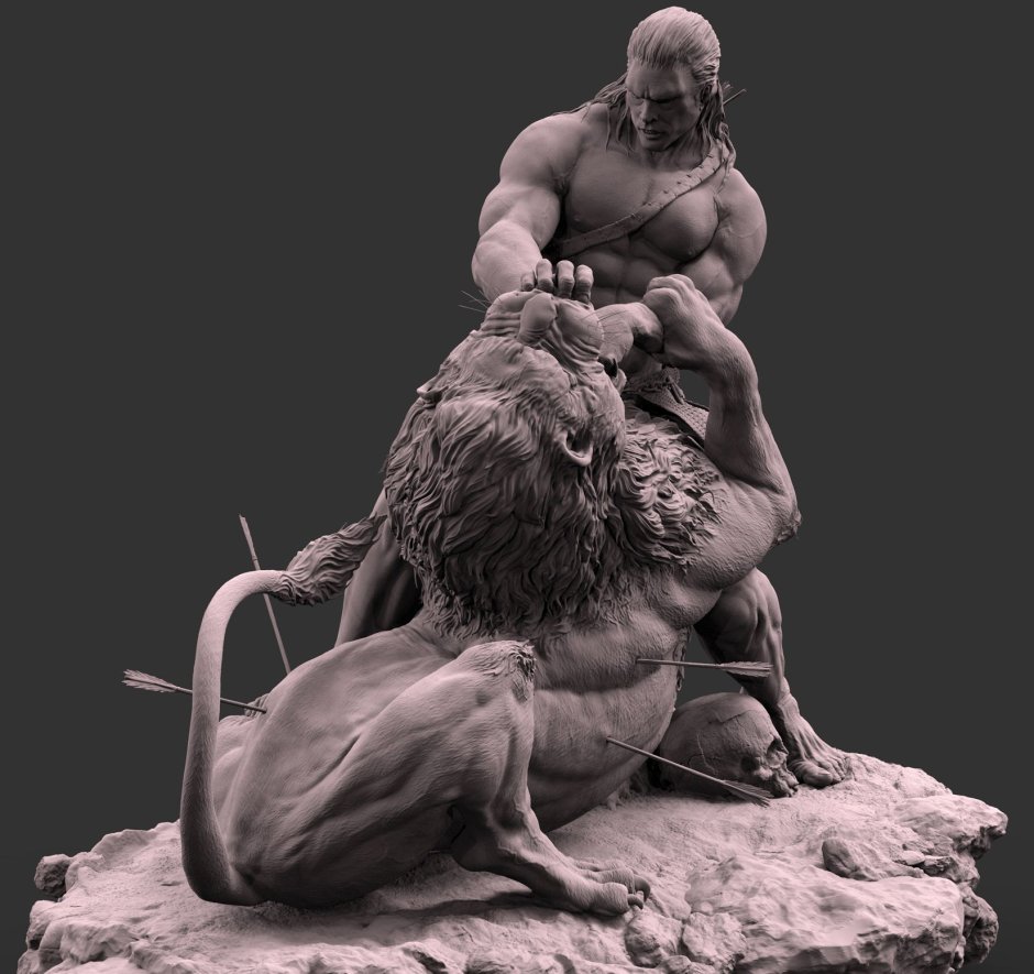 Самсон побеждает Льва скульптура