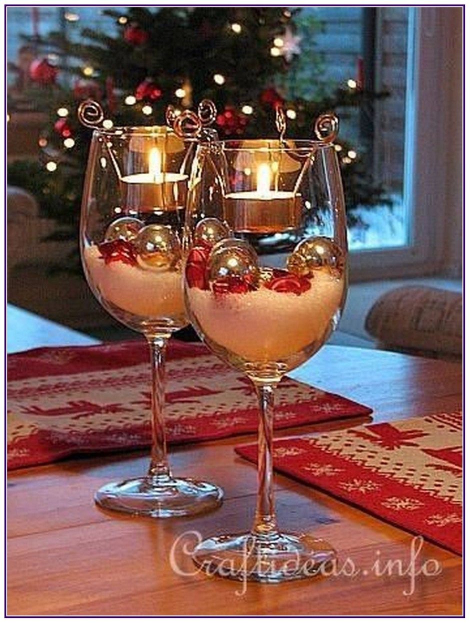 Подсвечники из стаканов к новому году