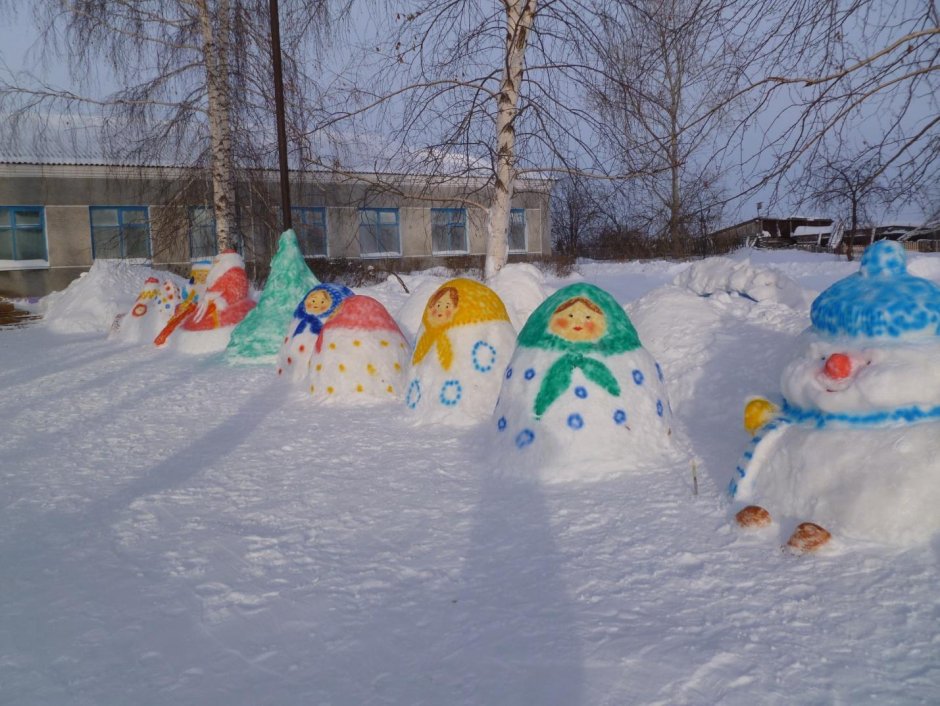 Украшение зимних участков в детском саду