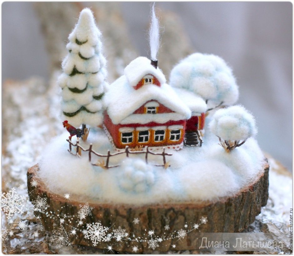 Зимний домик миниатюра