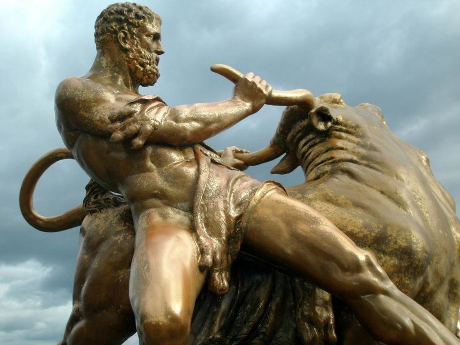 Геракл и лев скульптура