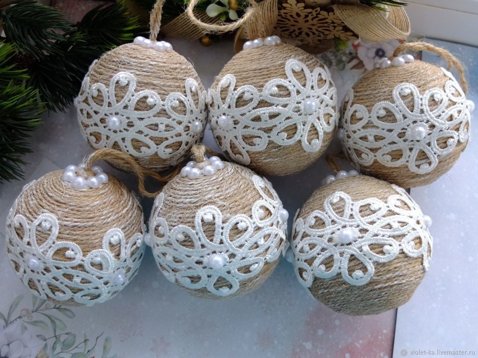 Новогодние шары из Мешковины