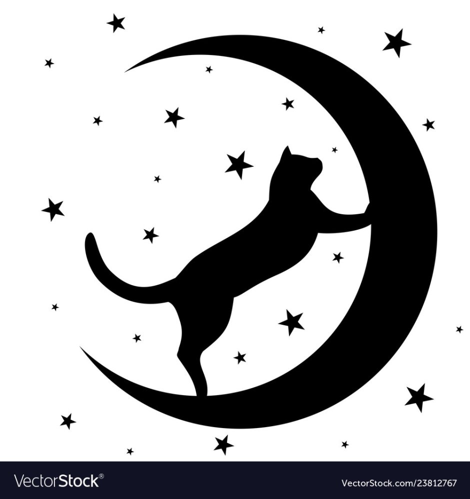 Кошка на Луне трафарет