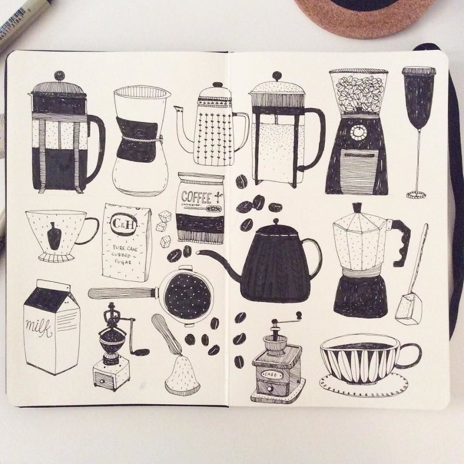 Скетчбук для рисования кофе