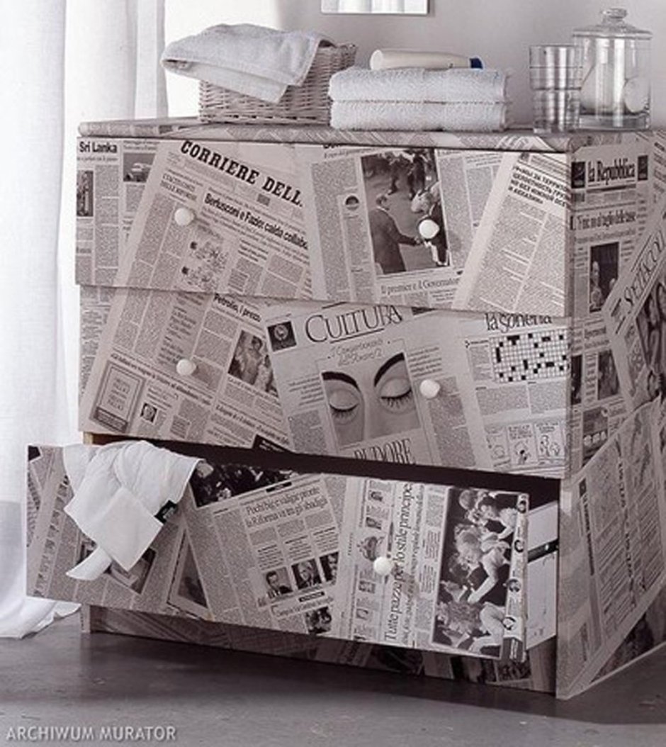 Декупаж мебели газетами
