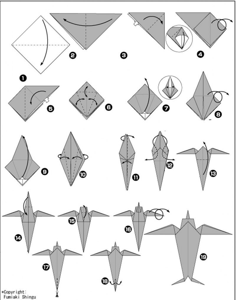 Техника оригами птица