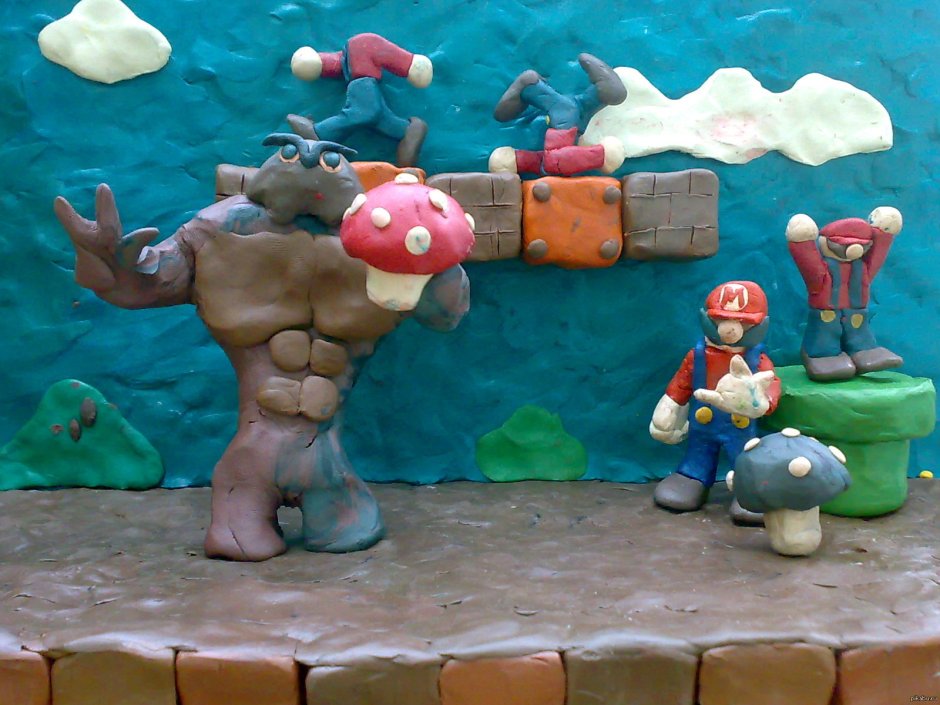 Марио персонажи из пластилина