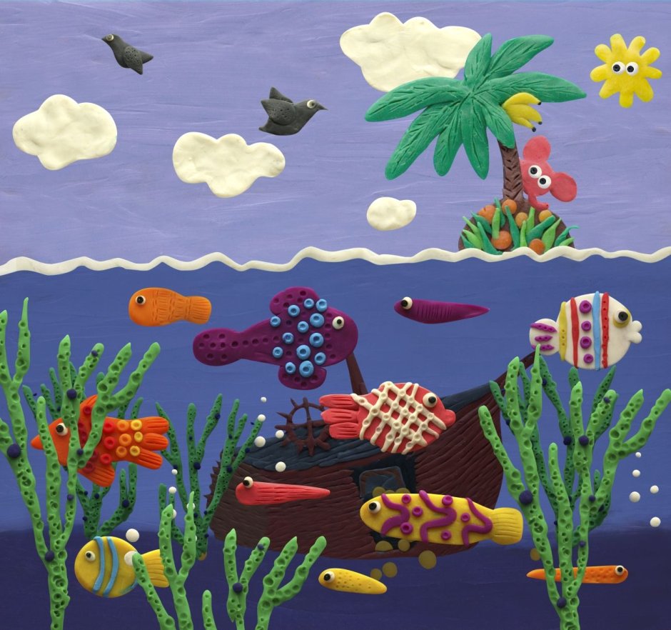Картина из пластилина морская тема