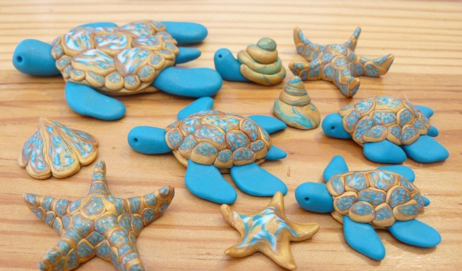 Морские камешки из пластилина