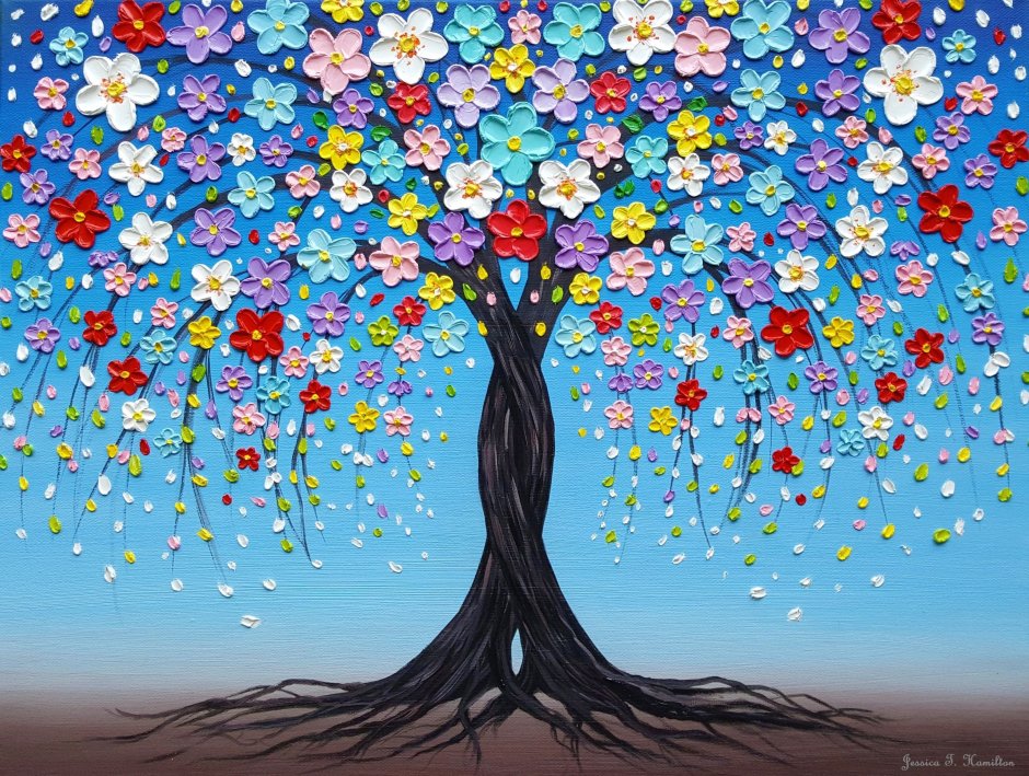 Картина цветущее дерево