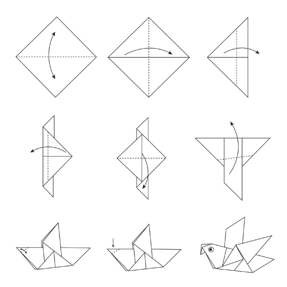 Оригами лебедь схема