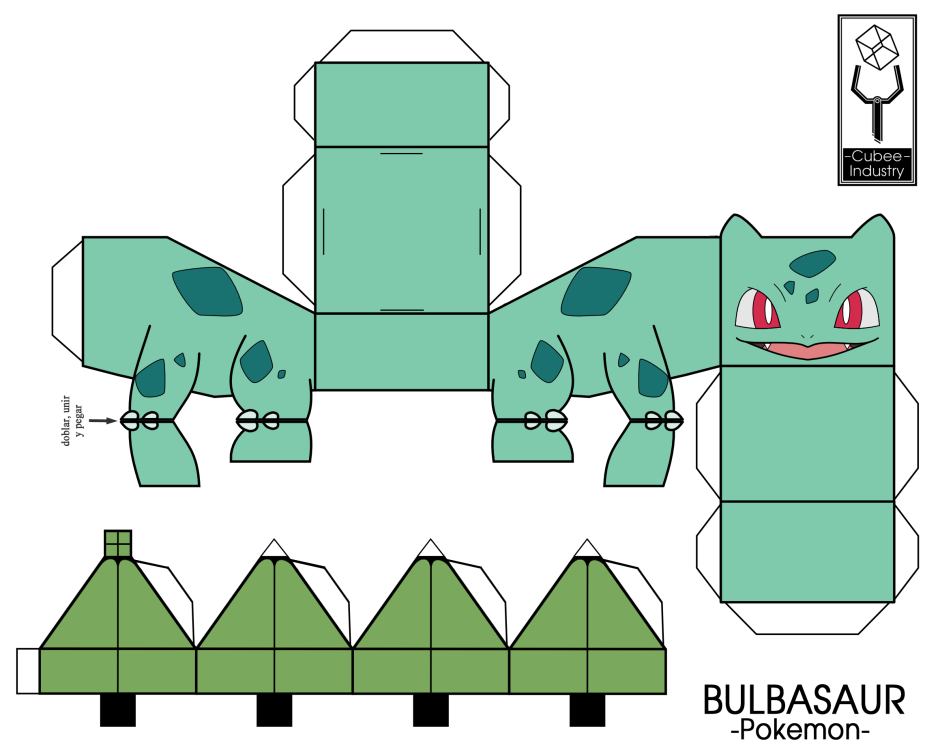 Паперкрафт покемоны Бульбазавр