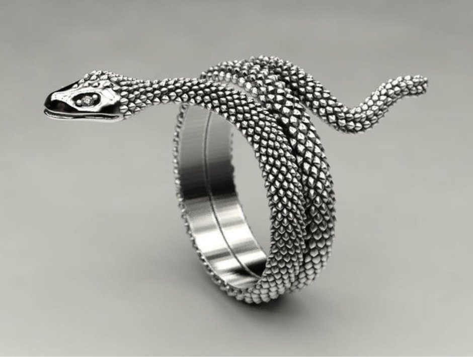 Кольцо змея из серебра