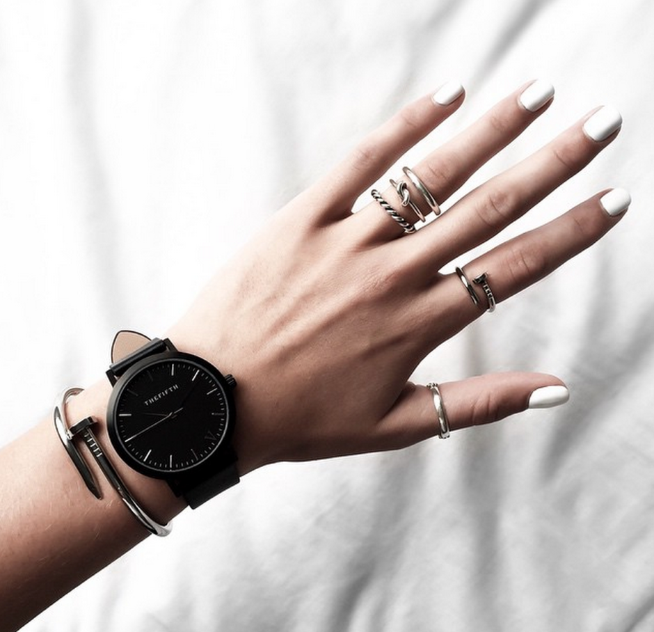 Черные часы женские на руке