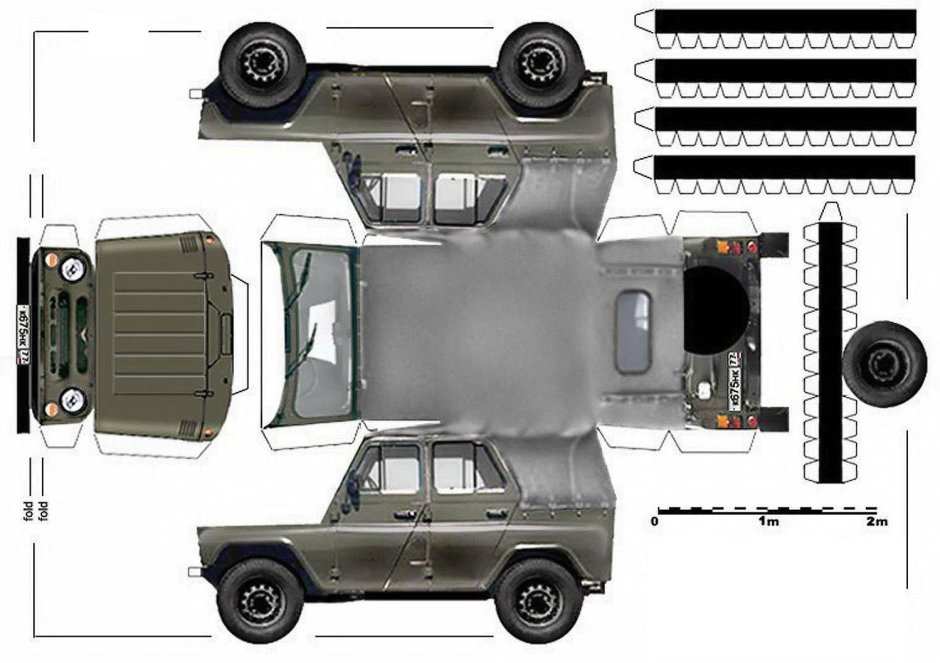 Бумажная модель УАЗ 469 развертка