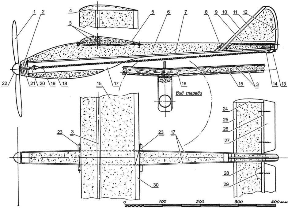 Комнатная модель самолета с резиномотором чертеж