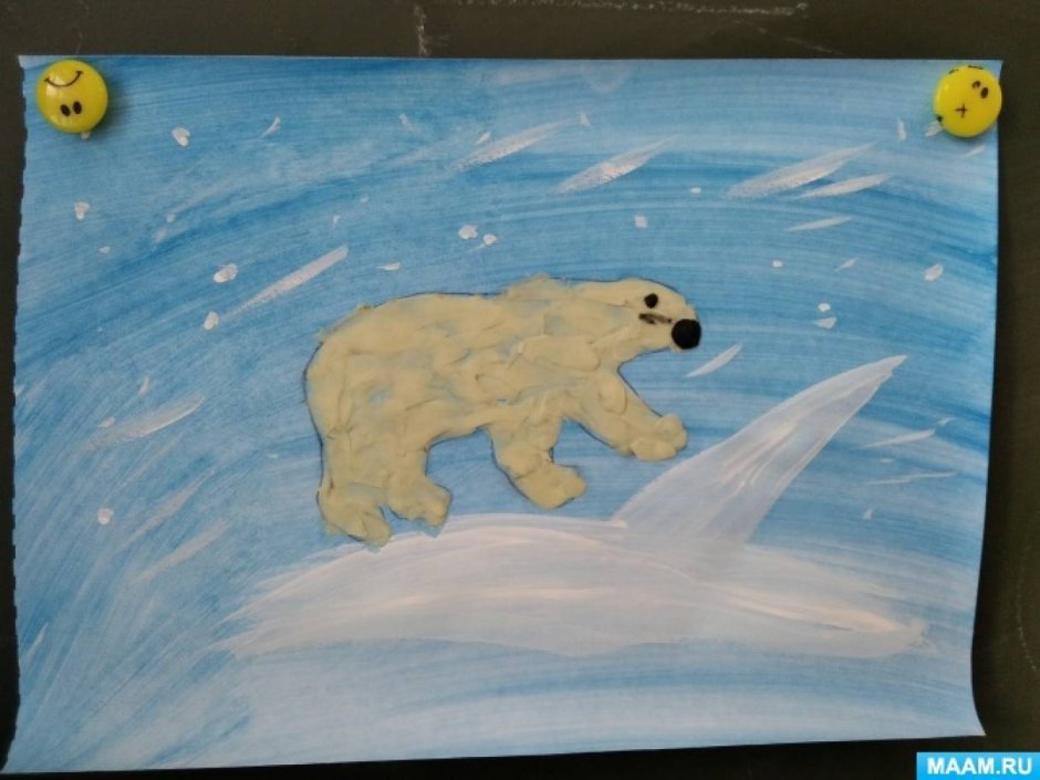 Белый медведь пластилинография