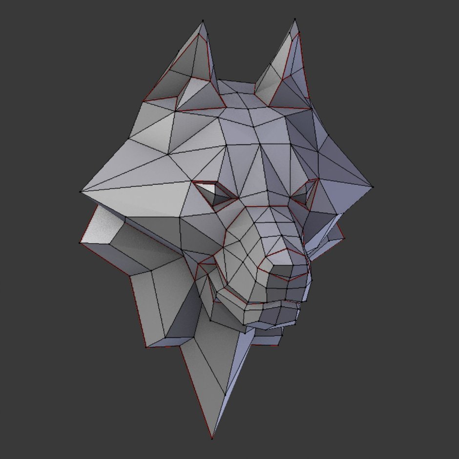 Полигональный волк 3d модель