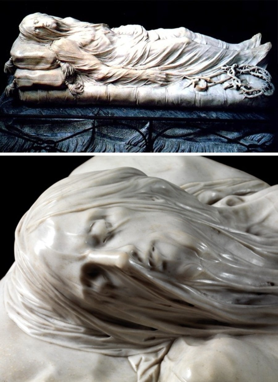 Скульптуры из мрамора под вуалью