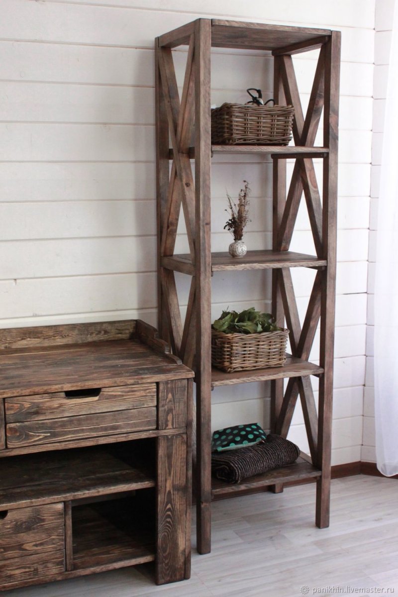 Narrow rack, 7 shelves, 1950x400x400mm, wooden SP-03