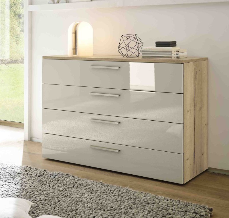 The chest of drawers is modern