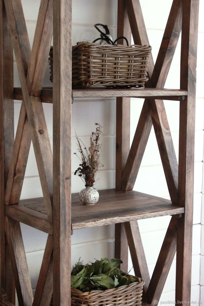 Wooden rack in the interior