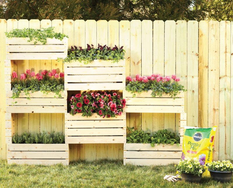 Flowerbed of boards