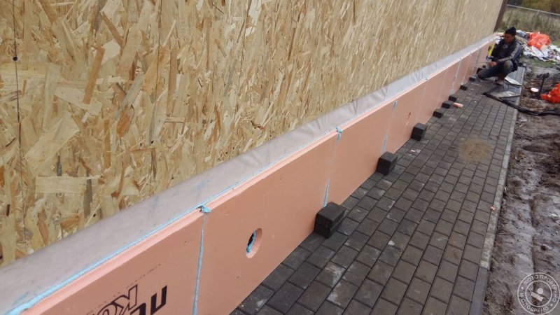 Insulation of the foundation with polystyrene foam