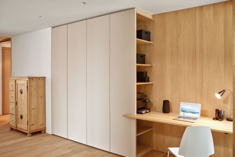 Table built into the closet