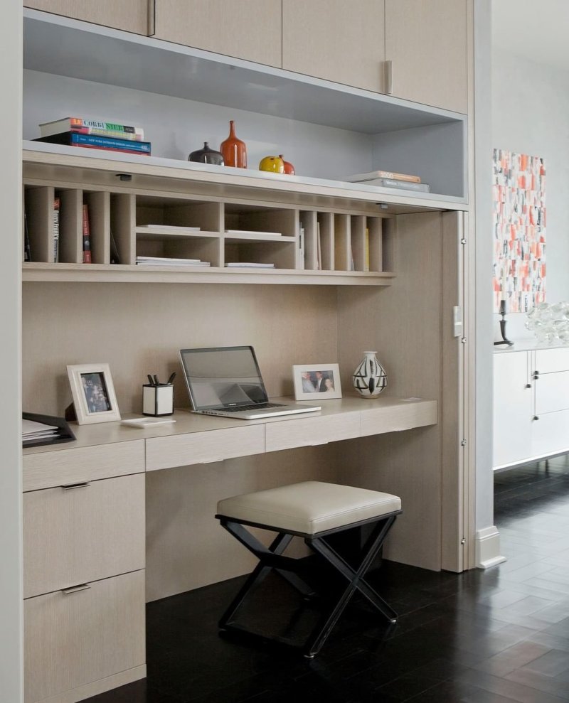 A closet above the table