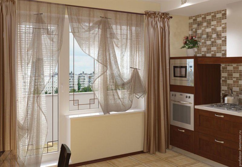 Curtains for the kitchen with a balcony door