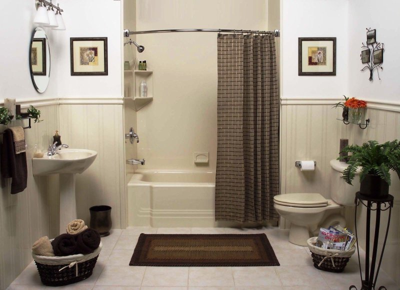 The interior of a small bathroom