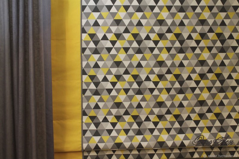 Curtains with a geometric pattern