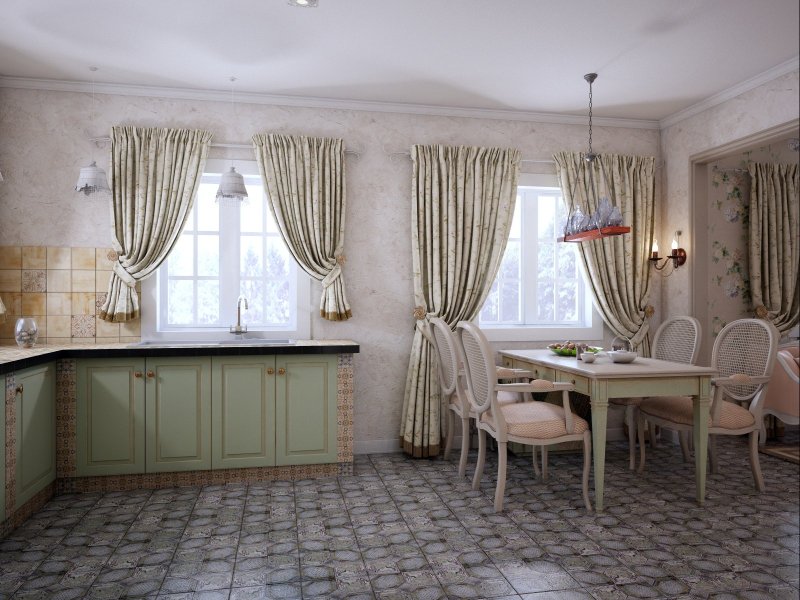 Curtains for the kitchen in the style of Provence