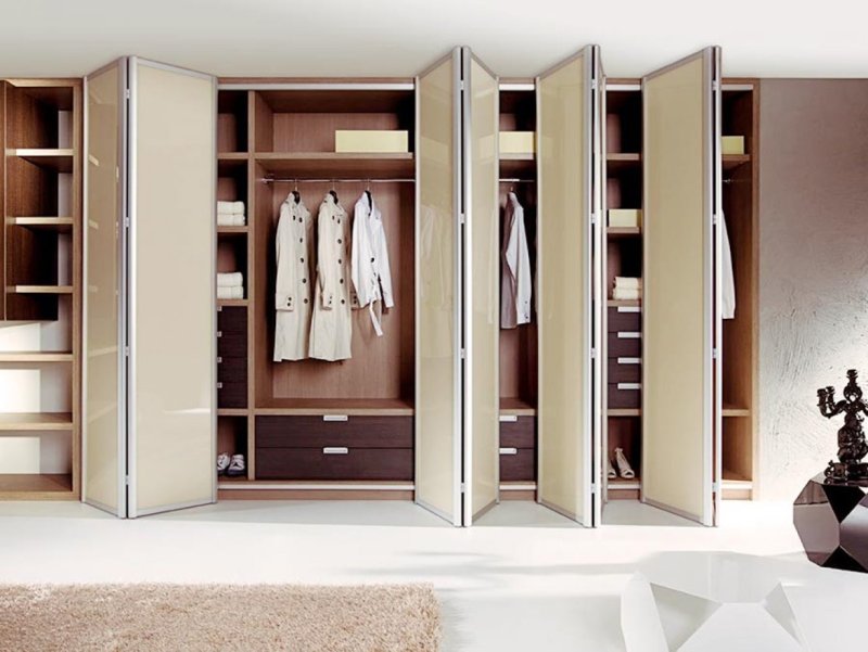 Wardrobe with folding doors