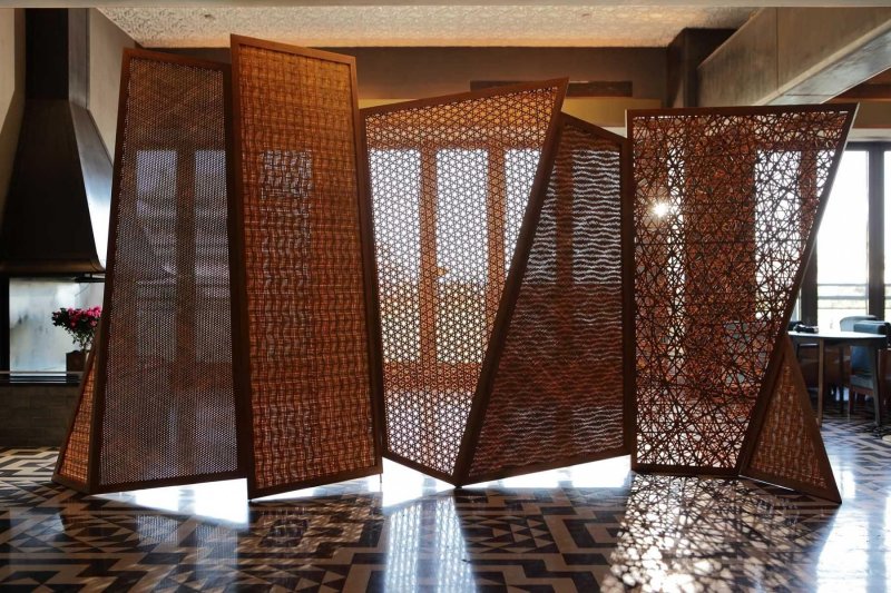 Wooden screen of the partition