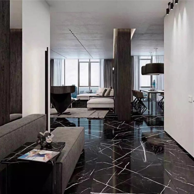 Nero marquina marble in the interior