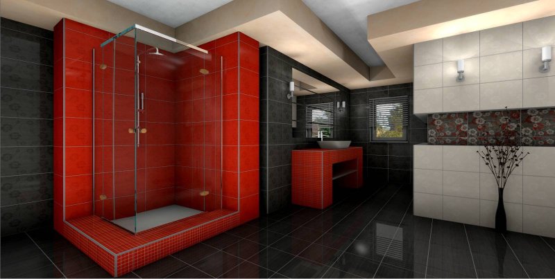 Black Red Bathroom