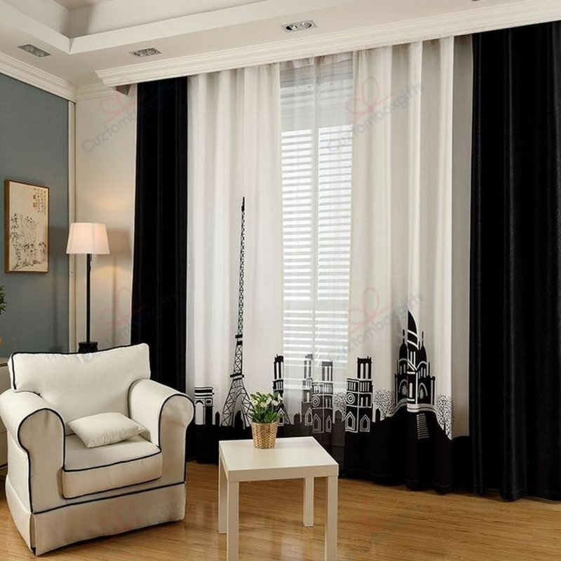 Curtains for the hall in a modern style