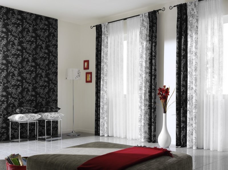 Black white curtains