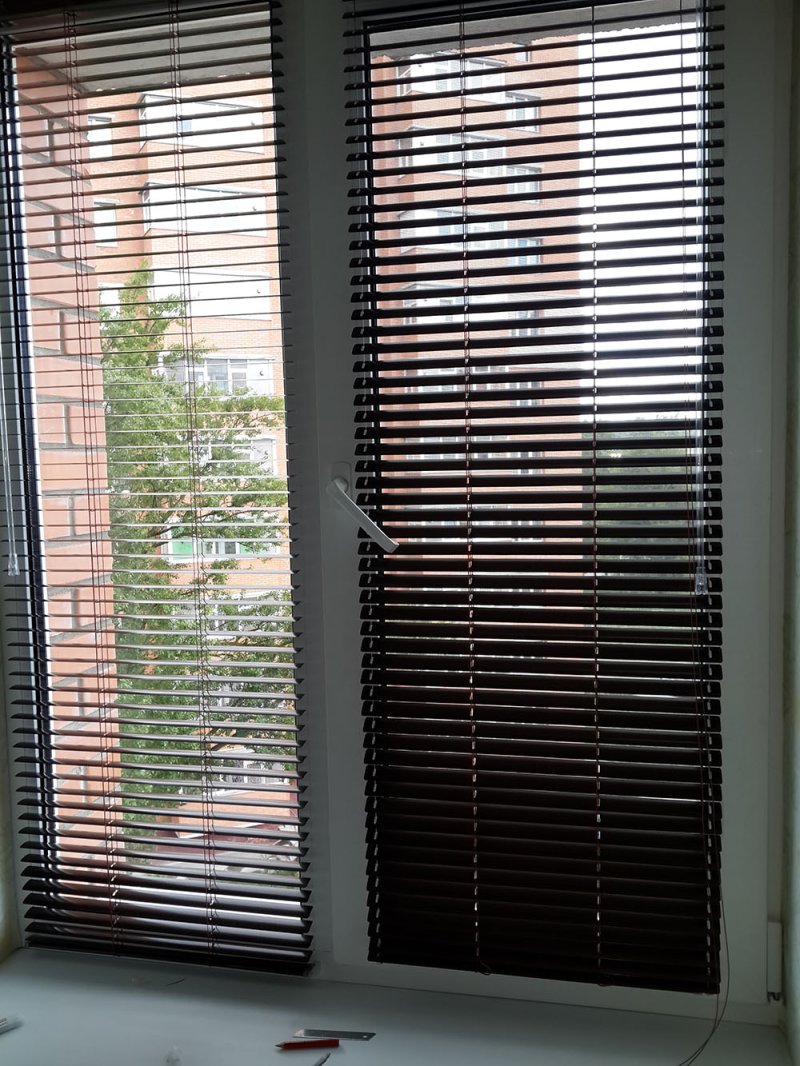 Black horizontal blinds