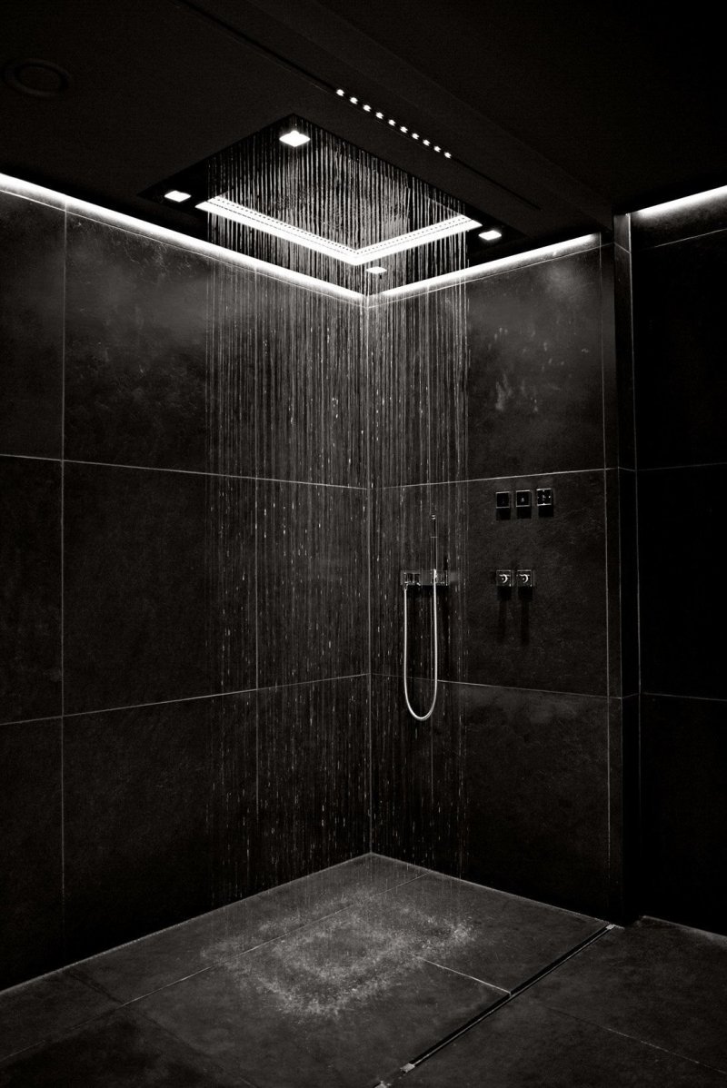 Shower in dark tones